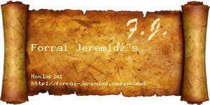 Forrai Jeremiás névjegykártya